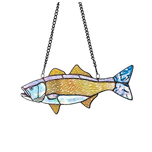 River of Goods Fish Window Panel - Stained Glass Art Glass Sun Catcher Hanging