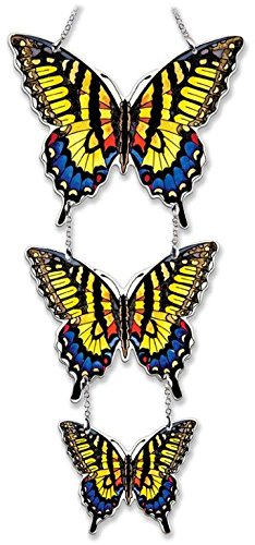 Amia Hand-painted Glass Swallowtail Butterfly Suncatcher 14-34-inch Set Of 3