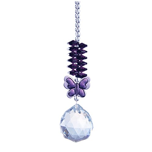 H&ampd 40mm Chandelier Crystals Ball Pendant With Purple Octogon Chakra Butterfly Suncatcher