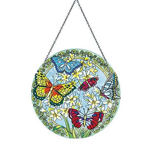 Round Stained-glass Spring Butterfly Suncatcher
