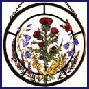 Decorative Hand Painted Stained Glass Window Sun Catcherroundel In A Scottish Flowers Design