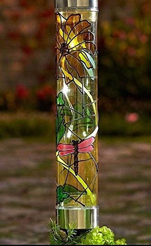 Jumbo Stained Glass Design Solar Accent Garden Stake Light Dragonfly NEW --PEWT43 65234R3FA494181