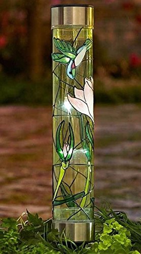 Jumbo Stained Glass Design Solar Accent Garden Stake Light Hummingbird NEW --PEWT43 65234R3FA494182