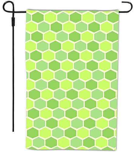 Rikki Knight Three Shades of Green Stained Glass Design Decorative House or Garden Full Bleed Flag 12 by 18-Inch