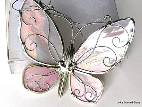 Stained Glass Butterfly Sun Catcher Pink