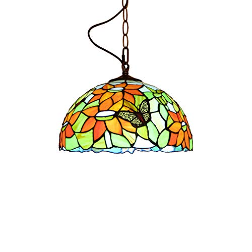 Tiffany Style Stained Glass Butterfly Pendant Light Vintage Creative Ceiling Hanging Lamp Fixtures 12-Inch Shade Kitchen Island Dining Room Bedroom Chandelier E26E27