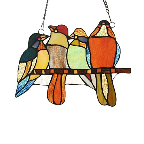 66-Piece Stained Glass Birds Window Suncatcher Multi Color Casual Irregular Animals Metal Includes Hardware