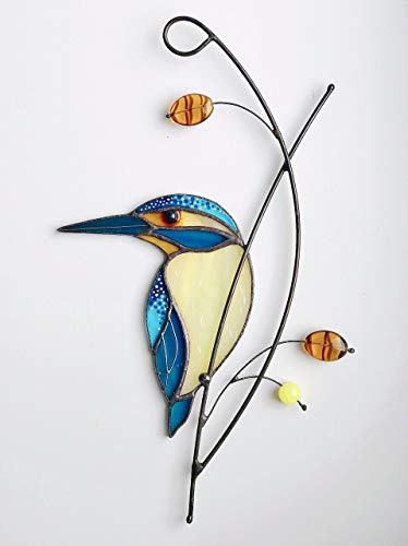 Kingfisher Bird Suncather Tiffany Style Stained Glass Bird Lover Friend mom Father Partner Housewarming Custom Gift Window hangings