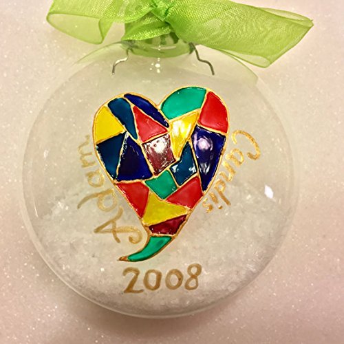Modern Stained Glass Heart Personalized Christmas Ornament