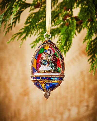 Neiman Marcus Holy Family in Stained Glass Ornament