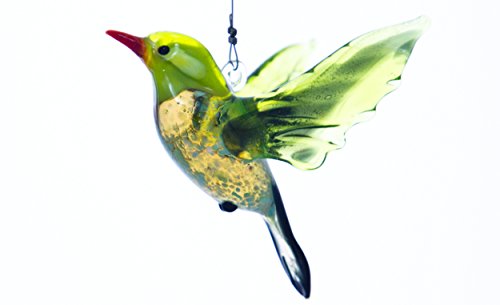 Hanging Glass Green Song Bird Suncatcher - Great Gift