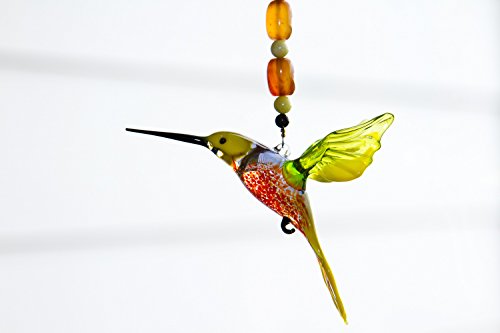 Hummingbird Suncatcher Glass Yard Ornament with Crystal Butterfly Suncatcher - Great Christmas Gift RedAgatePeridot