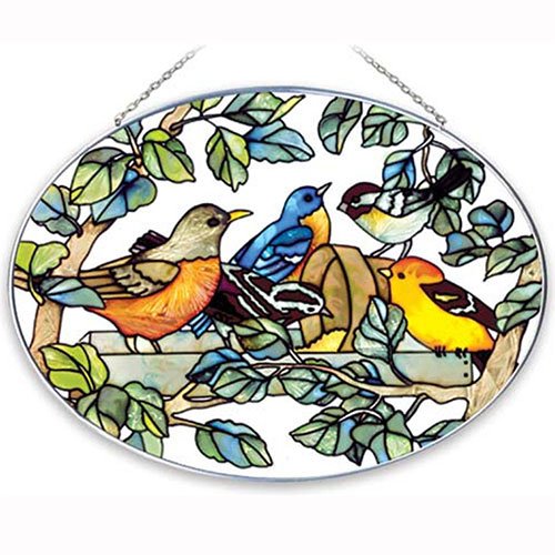 Joan Baker Designs Lo057 Birds Of A Feather Art Glass Suncatcher 9 By 6-12-inch