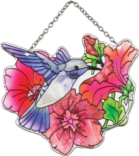 Joan Baker Designs Ssc1026 Hummingbird And Petunia Art Glass Suncatcher