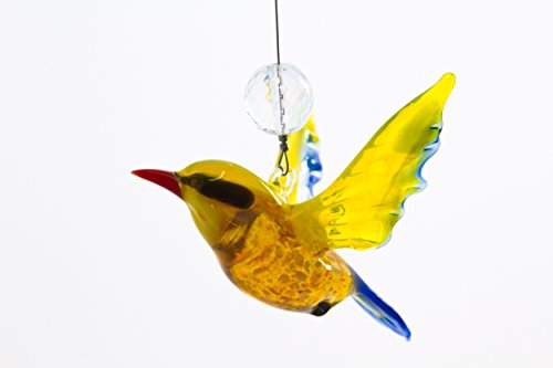 Miniature Glass Yellow Songbird Figurine with Suncatcher Bead