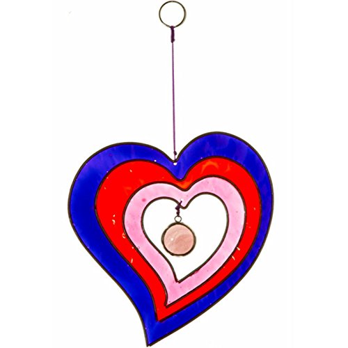 Colourful Heart Shaped Hanging Suncatcher Handcrafted Home and Garden Ornament PurpleRed