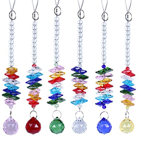 H&ampd Colorful Chandelier Crystals Chakra Suncatcher Ball Prisms Pendant Hanging Rainbow Octogon Fengshui Rearview