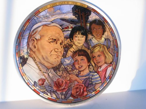 Saint Pope John Paul II All Gods Children Stained Glass Pewter Window Hanging Suncatcher by Glassmasters USA Jack Woodson Artist