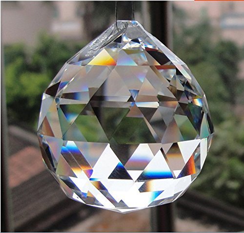 Yoker 40mm Clear Crystal Ball Prisms Pendant Feng Shui Suncatcher Decorating Hanging Faceted Prism Balls