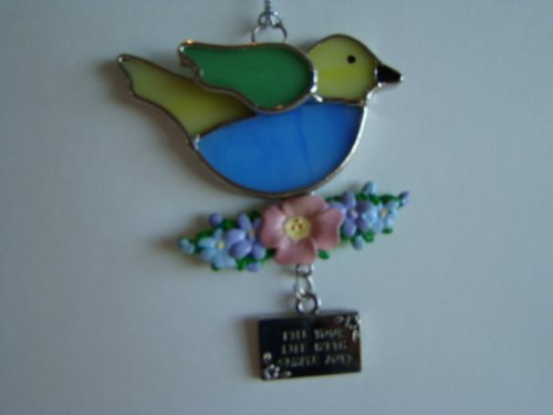 Fill Your Life With Simple Joys Summer Bird Stained Glass Suncatcher Ornament EA2017