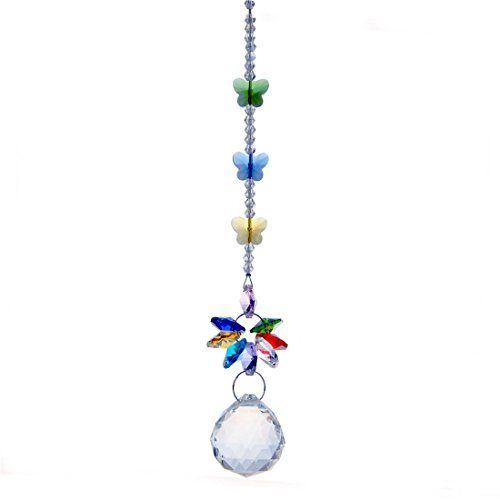 H&ampd Handmade 30mm Crystal Ball Chandelier Prisms Butterfly Ornaments Hanging Suncatcher clear
