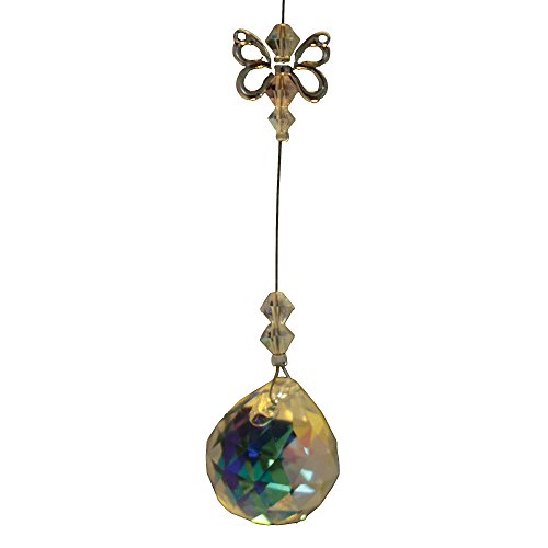 Hanging Crystal Butterfly Figurine Suncatcher Ornament - Comes with 20mm Crystal Ball - Aurora Borealis