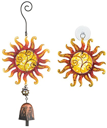 Regal Sun Glass Ornament With Bell Chime And Sun Suncatcher
