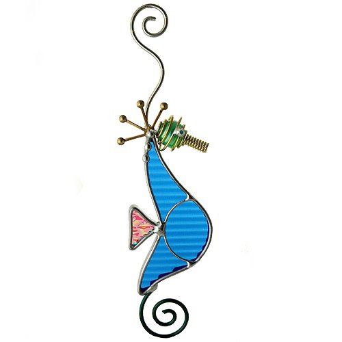 Blue Seahorse Art Glass Sun-Catcher