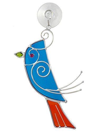 Blue Songbird Art Glass Sun-Catcher