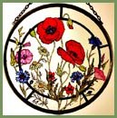 Decorative Hand Painted Stained Glass Window Sun Catcherroundel In A Cornfield Flowers Design