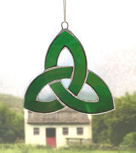 Irish Celtic Stained Glass Window Suncatcher trinity Knot Green