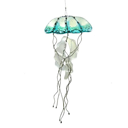 Jellyfish Fused Glass Sun Catcher Handmade in USA