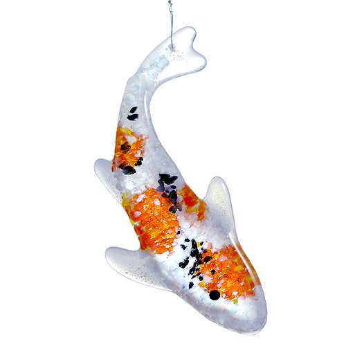 Koi Fish Fused Glass Sun Catcher Handmade in USA