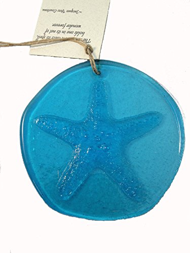 Starfish Suncatcher Aqua Blue 100 Recycled Glass - Made In Usa