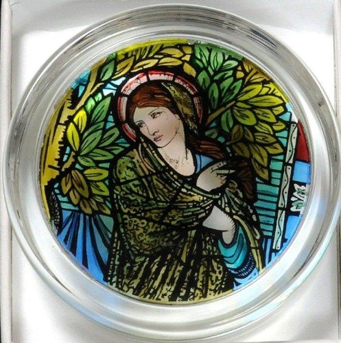 Decorative Hand Painted Stained Glass Paperweight in a Madonna Design