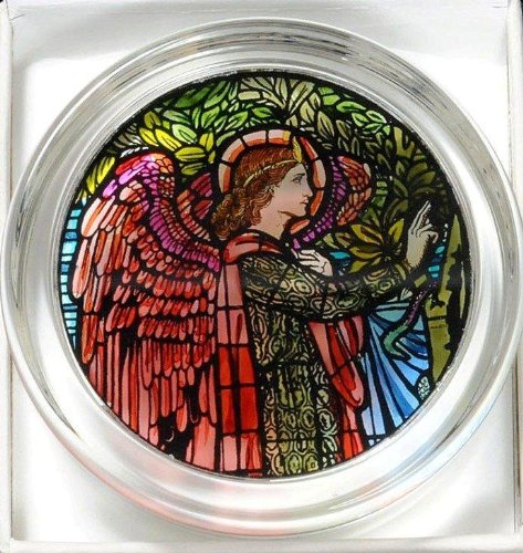 Decorative Hand Painted Stained Glass Paperweight in an Angel Gabriel Design