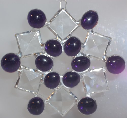 5&quot Stained Glass Purple Snowflake Sun Catcher