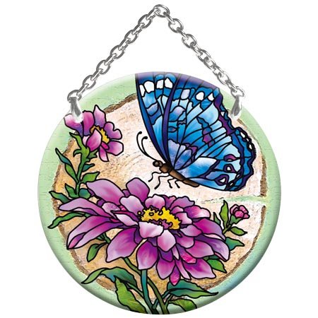 Butterfly Flower Stained Glass Suncatcher SC249R