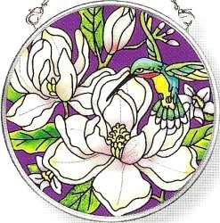 Amia 6390 Hand Painted Glass Suncatcher with Hummingbird Design 3-12-Inch Circle