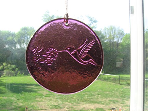 Hummingbird Amythest Suncatcher 100 Recycled Glass - Made In Usa