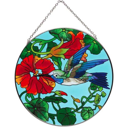 Joan Baker Nasturtium and Hummingbird Suncatcher