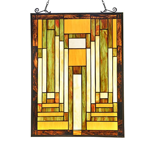 Capulina Hand-Crafted Tiffany Window Panels Rectangular Tiffany Stained Glass Panels Decorative Stained Glass Window Hangings Brighter More Spring Tiffany Stained Glass Window Panels Art Panels
