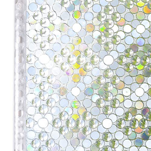 Homein Window Film Privacy 3D Bubble Decorative Stained Glass Window Film Rainbow Effect Removable Self Adhesive Glass Sticker Static Cling Window Paper Block UV for Kitchen 175x787inches