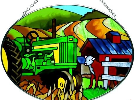 Joan Baker Designs Mo164 On The Farm Art Glass Suncatcher, 7 By 5-1/4-inch