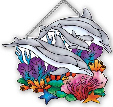 Playful Dolphins Water-cut Suncatcher By Joan Baker