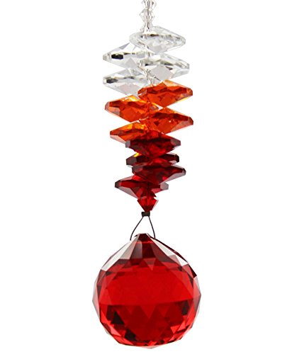 Anna Crystalworld 30mm Austrian Crystal Ornament Ball Suncatcher Window Prism Light Catcher - Outdoor Deco red