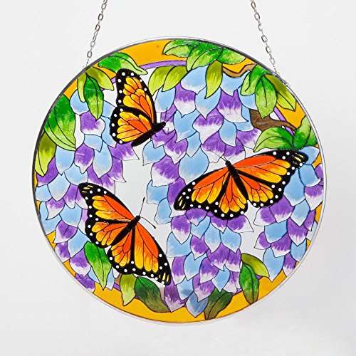 Bits and Pieces Home and Garden DÃ©cor-Artistic Butterfly Suncatcher - Hand Painted Monarch Butterfly Makes a Stunning Window Display