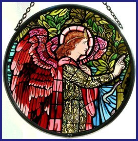 Decorative Hand Painted Stained Glass Window Sun CatcherRoundel in an Angel Gabriel Design