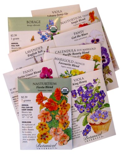 "cooks And Gardeners" Edible Flowers To Grow And Eat 10 Seed Packets By Botanical Interests In Gift Box