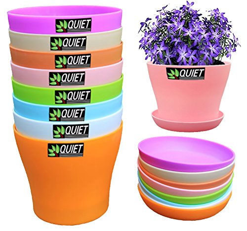 Quiet 8 Colors Cute Mini Colorful Plastic Flower Pots Planters With Saucers,seedlings Flower &seeds Germination